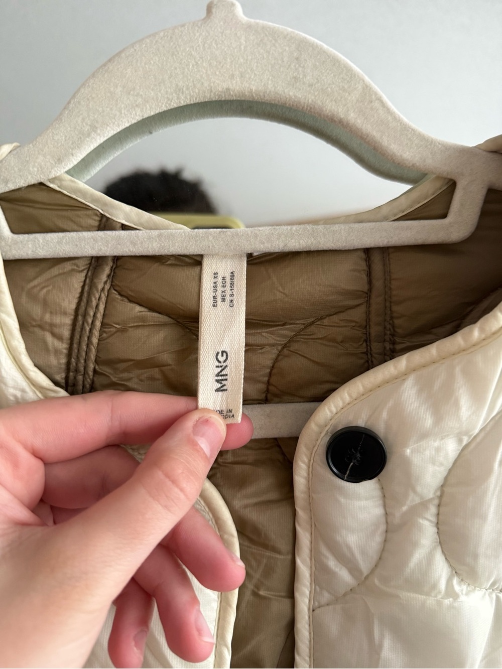 Mango Quilted Jacket in Cream with Beige Lining - Picture 3 of 7